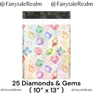 10”x13” Diamonds & Gems ( 25 ) Poly Mailers, Shipping Envelopes, Gift Bags